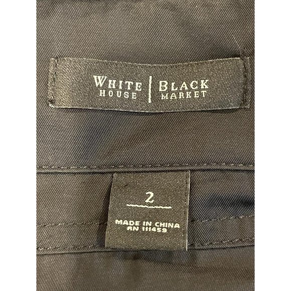 White House Black Market Womens Windbreaker Jacket Full Zip Up Ruffle Black SZ 2 - Picture 4 of 4